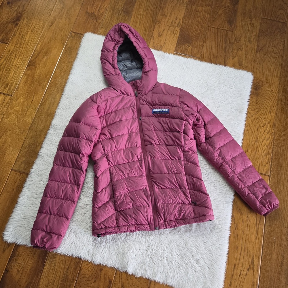 Feathered Friends Eos Ultralight Goose Down Jacket Coat Women's XS Berry Maroon